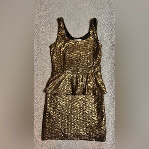 Gold Sleeveless Mini Dress